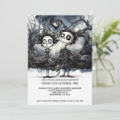 Invitation Halloween Scary Gothique Couple En Bois (Debout devant)