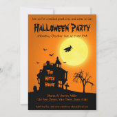 Invitation Halloween Silhouette sorcière Haunch House Party (Devant)