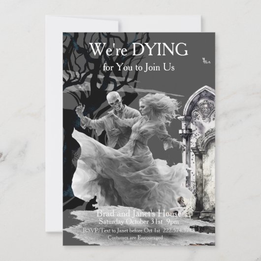 Invitation Halloween Skeletal Couple Costume Party (Devant)