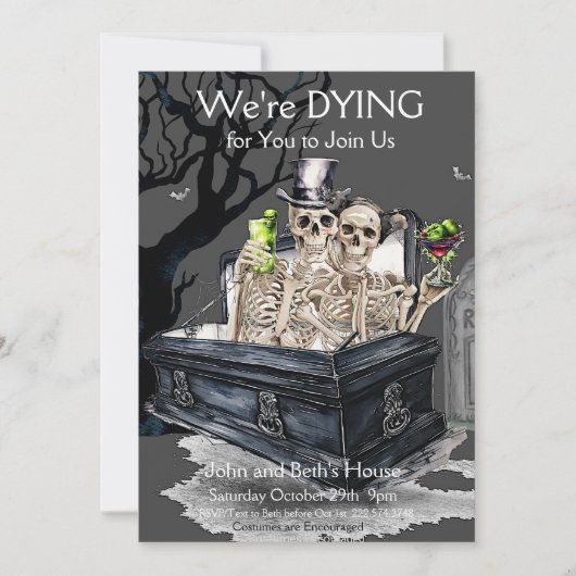Invitation Halloween Skeletal Couple Costume Party (Devant)