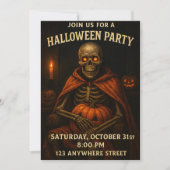 Invitation Halloween Skeleton Citrouille Thème Party (Devant)