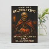 Invitation Halloween Skeleton Citrouille Thème Party (Debout devant)