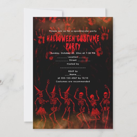 Invitation Halloween Skeleton Costume Party (Devant)