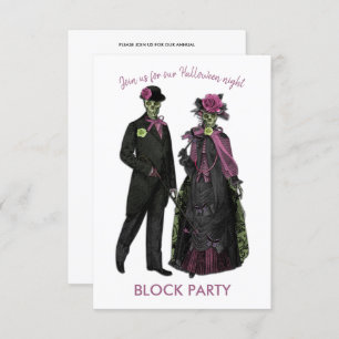 Invitation Halloween Skeleton Couple Block Party