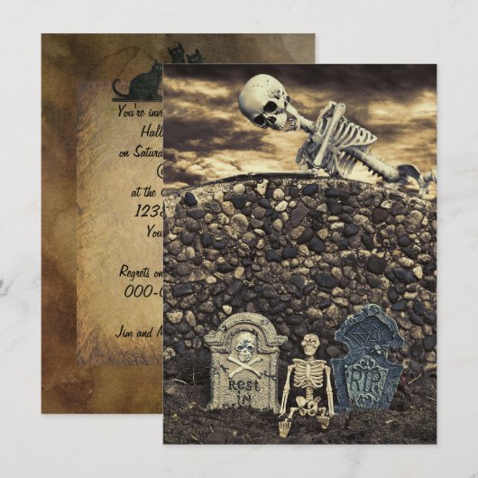 Invitation Halloween Skeleton Party (Devant / Derrière)