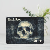 Invitation Halloween Skull Black Spot Pirate Party (Debout devant)