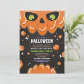 Invitation Halloween Skull Party Neon Black Gothique Yeux (Debout devant)