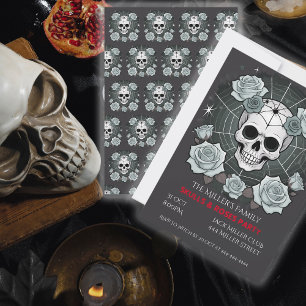 Invitation Halloween Skulls & Roses Personnaliser de fête