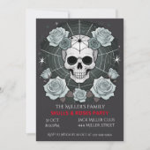 Invitation Halloween Skulls & Roses Personnaliser de fête (Devant)