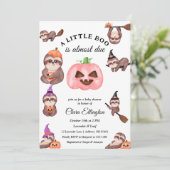 Invitation Halloween Sloth Premier Baby shower Halloween (Debout devant)