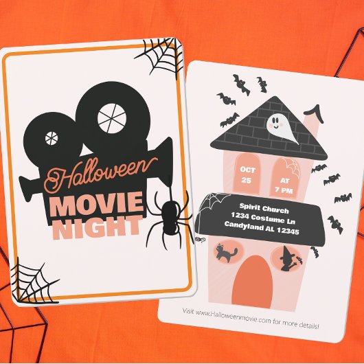Invitation Halloween Soirée cinéma Éffrayant petits enfants