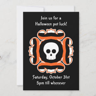 Invitation Halloween soirée crâne chic