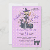 Invitation Halloween sorcière chats noirs fête de bachelorett (Devant)