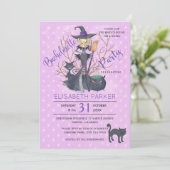 Invitation Halloween sorcière chats noirs fête de bachelorett (Debout devant)