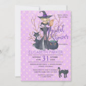 Invitation Halloween sorcière chats noirs fête de la douche n (Devant)