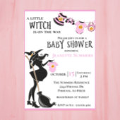 Invitation Halloween sorcière enceinte rose fille bébé