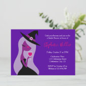 Invitation Halloween sorcière Fête des mariées vin rose pourp (Debout devant)