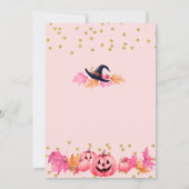 Invitation Halloween sorcière mignonne automne rose bébé fill (Dos)