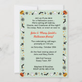 Invitation Halloween Sorcière Mignonne Vintage Avec Chat (Dos)