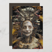 Invitation Halloween sorcière noire (Devant / Derrière)