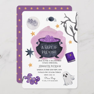 Invitation Halloween sorcière Un bébé brasse du Baby shower