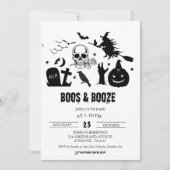 Invitation Halloween sorcière vintage Boss & Booze Party (Devant)