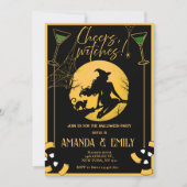 Invitation Halloween, sorcières Filles de nuit (Devant)