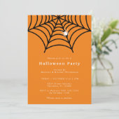 Invitation Halloween Spider Web Éffrayant moderne Orange Part (Debout devant)