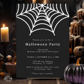 Invitation Halloween Spider Web moderne Black White Party