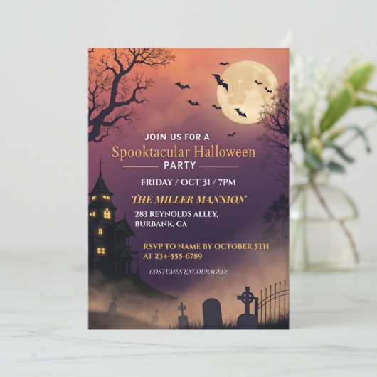 Invitation Halloween Spooktaculaire | Hauné Mansion Gothique (Debout devant)