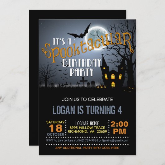 Invitation Halloween Spooktacular Anniversaire Fête Invitatio (Devant / Derrière)
