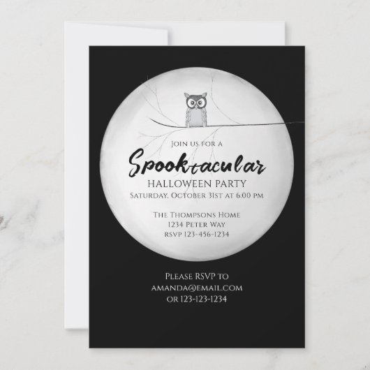 Invitation Halloween Spooktacular Chouette Éffrayante QR Code (Devant)