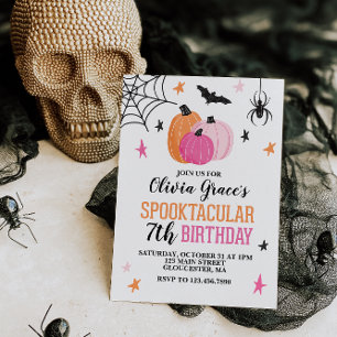 Invitation Halloween Spooktacular Fille Anniversaire Citrouil