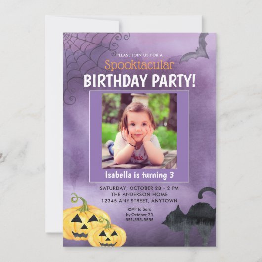 Invitation Halloween Spooktacular Photo Anniversaire (Devant)