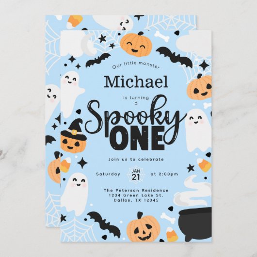 Invitation Halloween Spooky One Birthday Party (Devant / Derrière)