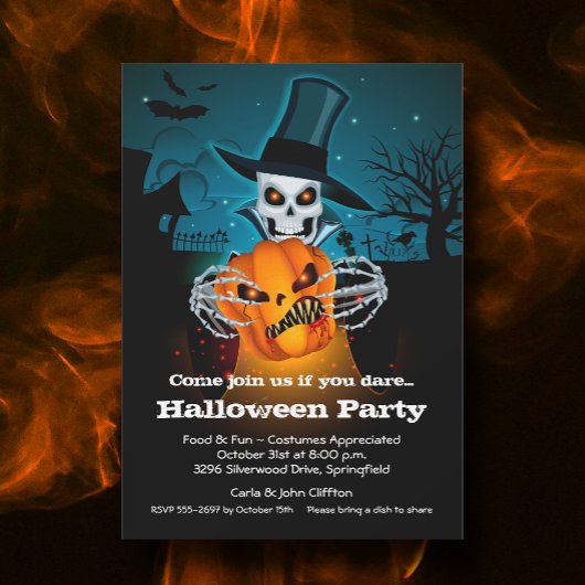 Invitation Halloween squelette effrayant