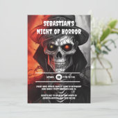 Invitation Halloween squelette face éffrayant monstre gothiqu (Debout devant)