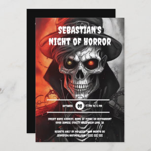 Invitation Halloween squelette face éffrayant monstre gothiqu