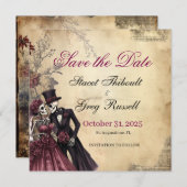 Invitation Halloween squelette gothique rustique Enregistrer (Devant / Derrière)
