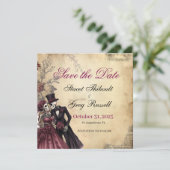 Invitation Halloween squelette gothique rustique Enregistrer (Debout devant)