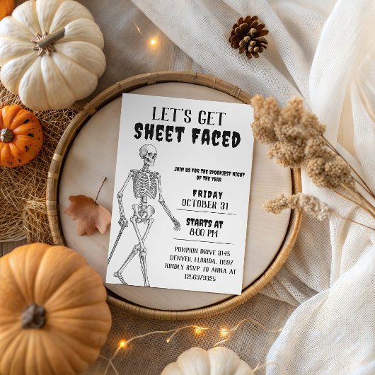 Invitation Halloween squelette Let's Get Sheet Fac