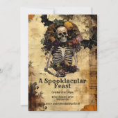Invitation Halloween squelette Vintage fête Éffrayante de réc (Devant)