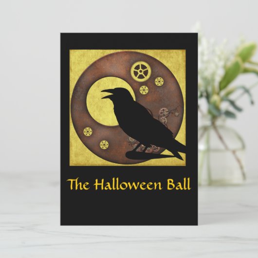 Invitation Halloween Steampunk Raven (Debout devant)