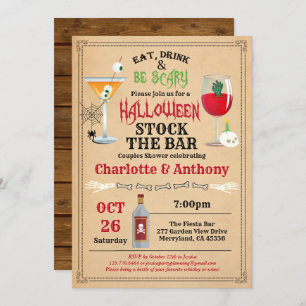 Invitation Halloween stock le bar couples douche rustique