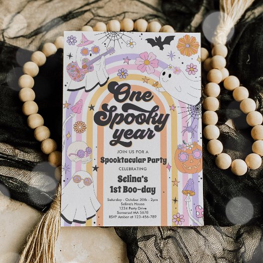 Invitation Halloween Super Cute Ghost 1er Anniversaire