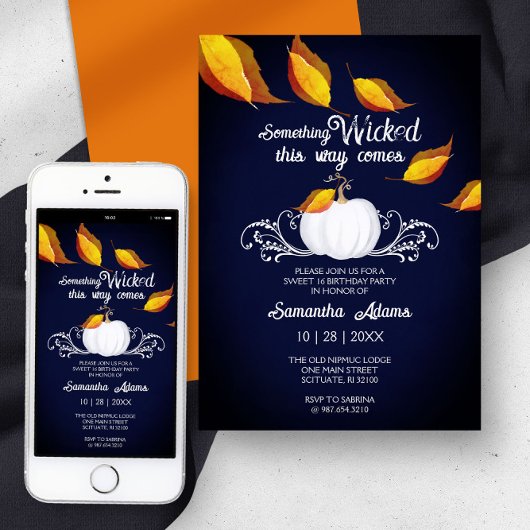 Invitation Halloween Sweet 16 Anniversaire fête Orange