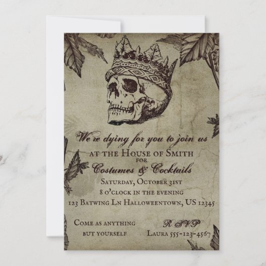 Invitation Halloween tête de mort gothique (Devant)