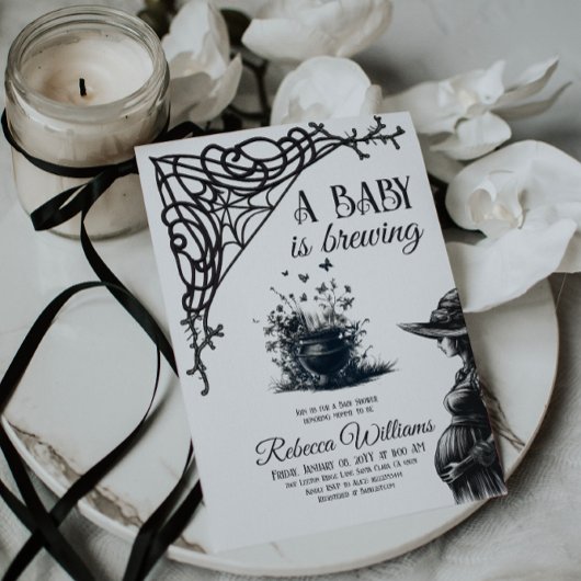 Invitation Halloween Thème bébé brasse Baby shower noir