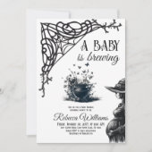 Invitation Halloween Thème bébé brasse Baby shower noir (Devant)