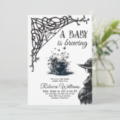 Invitation Halloween Thème bébé brasse Baby shower noir (Debout devant)